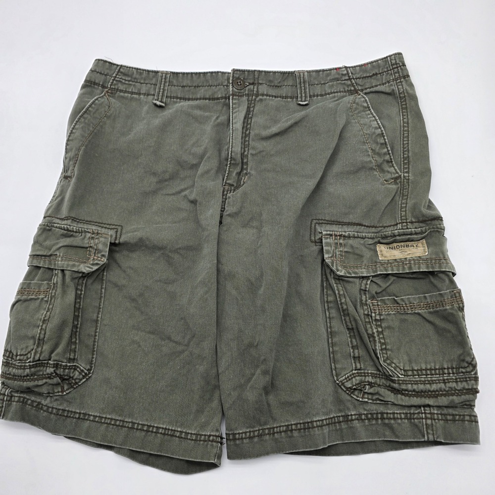 Utility Unionbay Cargo ShortsM 38 Olive Green Multi Pocket Cotton Casual Outdoor